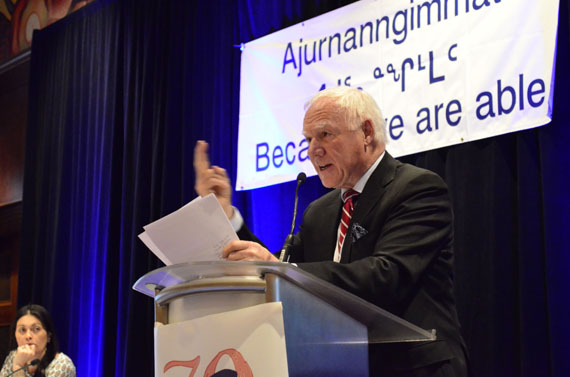 James Nasso, the chair of the board of directors that oversees Agnico Eagle Mines Ltd., at the NS @30 conference in Gatineau, Que., this past April 28. (PHOTO BY JIM BELL)