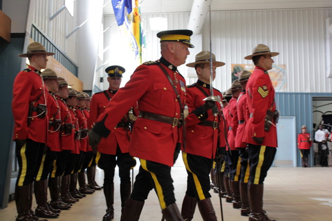 The head of the RCMP in Canada, Commissioner Bob Paulson, inspects members of the Iqaluit detachment during the May 28 installment of Mike Jeffrey as Nunavut
