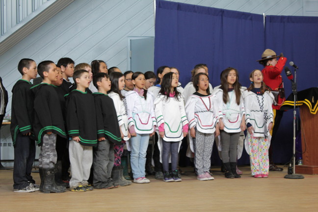 The choir from Joamie Ilinniarvik School in Iqaluit sang a trilingual