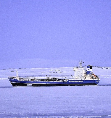 A late-season delivery of fuel to Rankin Inlet caused problems for the Woodward Group's tanker, the Dorsch, in November 2014, when the tanker was stuck in heavy ice. (FILE PHOTO)