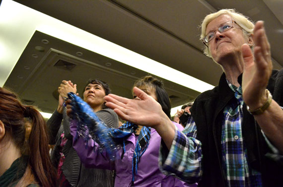 More than 700 people crammed into the ballroom at the Delta Ottawa hotel erupted with applause when Justice Murray Sinclair declared that Canada's residential school system amounted to nothing short of cultural genocide. (PHOTO BY JIM BELL)
