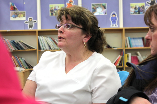 Iqaluit resident Jennifer Pearce was the first to raise the issue of Aqsarniit's phys ed teacher at an Iqaluit District Education Authority meeting May 25. (PHOTO BY LISA GREGOIRE)