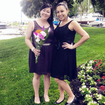 Leah May and Alena Stevenson, both from Kuujjuaq, pose at their graduation earlier this month. May graduated from John Abbott college's Youth and Adult Correctional Intervention program, while Stevenson graduated from the college's social sciences program. (PHOTO BY PAMELA STEVENSON)