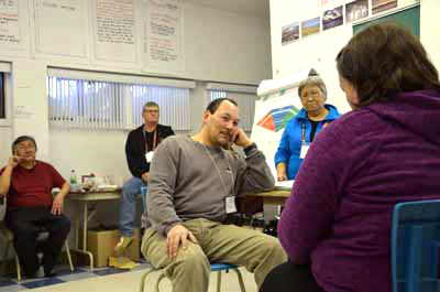 Sallumiut listen in on an ASIST workshop help in their community earlier this year. Nunavimmiut will have the chance to take part in a larger ASIST workshop this fall, at the region’s first-ever suicide prevention conference. (FILE PHOTO)