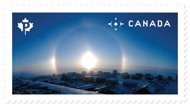 Frank Reardon of Iqaluit snapped this shot of a sundog back in December 2012 and Canada Post liked it so much, they put it on a stamp. (PHOTO COURTESY CANADA POST)