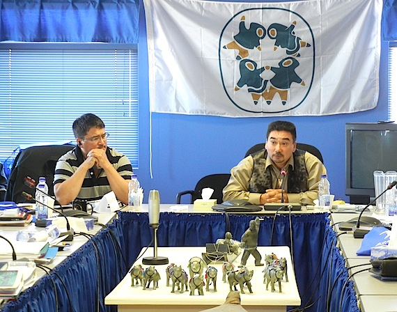 Terry Audla wraps up the Inuit Tapiriit Kanatami annual general meeting held June 6, 2012 in Kuujjuaq shortly after his election as president by 12 votes. Audla is also among the three candidates for the Sept. 17 ITK election. (FILE PHOTO)