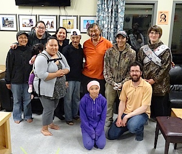 NDP candidate Jack Anawak with some of those who came to the Sept. 19 rally in Cambridge Bay. (PHOTO BY JANE GEORGE)