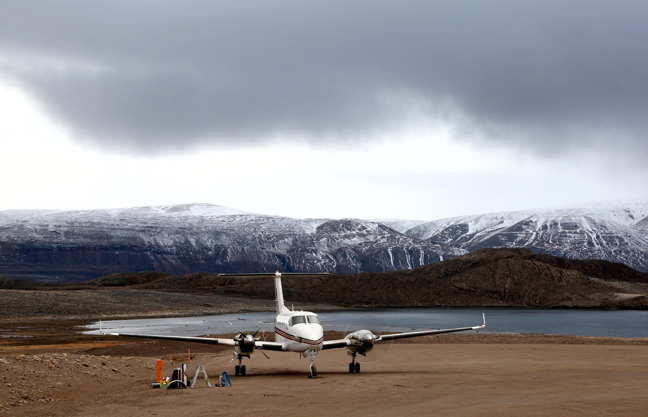 A Keewatin Air medevac plane sits on the tarmac in Arctic Bay Sept. 19 after a tense landing, say local sources. The plane was dispatched to Arctic Bay to pick up a patient for transport to Qikiqtani General Hospital in Iqaluit but it had trouble with one of its engines and was grounded, says Ron Wassink, spokesperson for the Government of Nunavut's health department. The patient was never on board the broken down plane and the airline sent another aircraft to pick up the patient, Wassink said. 