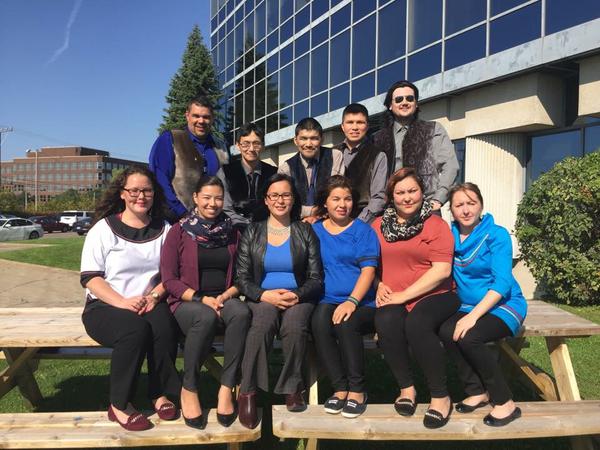 The Nunavik Youth Forum’s new board of directors are pictured here in Montreal earlier this month, following governance training. President Alicia Aragutak is front row, centre, wearing a black jacket and glasses. Next, the organization plans to host consultations with Nunavimmiut youth to help draft an Inuit youth policy. (PHOTO BY TEEVI MACKAY/MAKIVIK CORP)