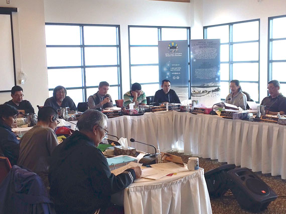 The Mary River mine was a big topic for Inuit delegates on Oct. 8, the final day of the Qikiqtani Inuit Association's annual general meeting in Iqaluit. QIA delegates talked about their Inuit impact and benefit agreement with Baffinland Iron Mines Corp., and a community engagement strategy for affected communities as the environmental review of Baffinland's Phase 2 proposal for Mary River moves through the Nunavut Impact Review Board. They also talked about a wildlife compensation fund for hunters affected by the iron ore mine and a framework for setting a minimum Inuit employment level at Mary River. (PHOTO BY STEVE DUCHARME)