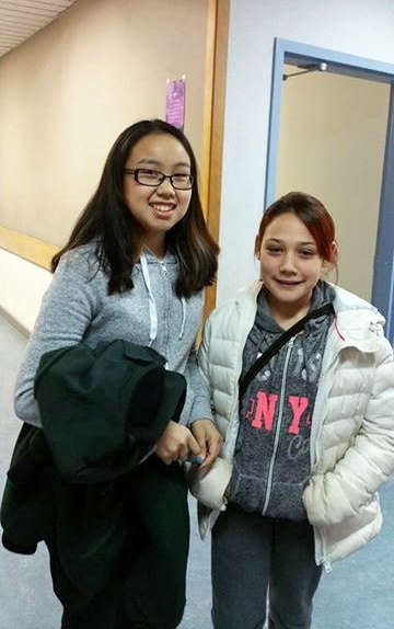 Ruth Jaw,12, left, and Teresa Curley, 13, are doing their grade 7 studies at Northwestern secondary school in Stratford, Ont. this year, where the athletes will have access to a wrestling program. (PHOTO COURTESY OF P. FINKELSTEIN)