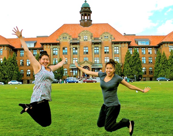 College students Minnie Molly Snowball and her sister Saladie Snowball, from Kangiqsualujjuaq, are pictured here at the campus of John Abbott College near Montreal. That's the likely home of a new post-secondary program being developed for Nunavimmiut students. (FILE PHOTO)