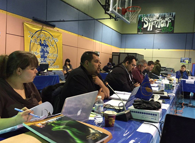 Andy Moorhouse, Makivik's corporate secretary, speaks at Makivik's annual general meeting last March. His position, along with vice president of economic development, is up for election Jan. 16. (PHOTO COURTESY OF MAKIVIK) 