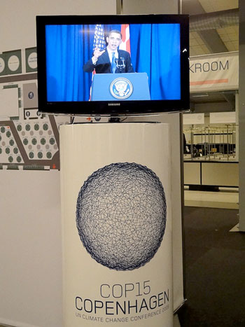 U.S. President Barack Obama appears at last-minute, late-night news conference held in Copenhagen in 2009 at the end of COP 15 — Obama is expected to appear in Paris at the start of the COP 21, which gets underway Nov. 30. The