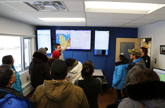 KRG councillors and executive members tour Tamaani's headquarters in Kuujjuaq Nov. 25. The KRG-run provider will soon partner with satellite operator SES to upgrade its network from current speeds of 1.5 megabits per second. (PHOTO COURTESY OF KRG)