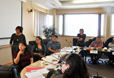 KRG councillors watch as votes are tallied Nov. 25 during the election of the council's new executive members. Some Nunavimmiut say they would like to see KRG's leadership open to general election. (PHOTO BY SARAH ROGERS) 