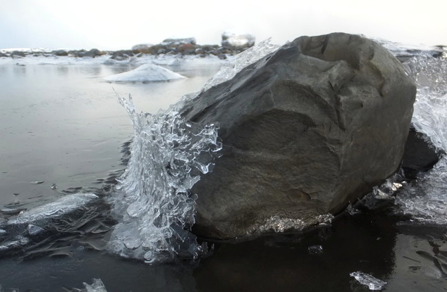 Mother Nature's sculpture — a thin sheet of ice, in the shape of a water's splash is frozen in time on the shores of Sanikiluaq, growing with each lap of water from Hudson Bay. You can find more photos of this and other wonders of nature in the Arctic, or maybe upload some of your own, if you join The Beautiful Arctic Facebook group at https://www.facebook.com/groups/263748990442315/. (PHOTO BY SARAH MEEKO)