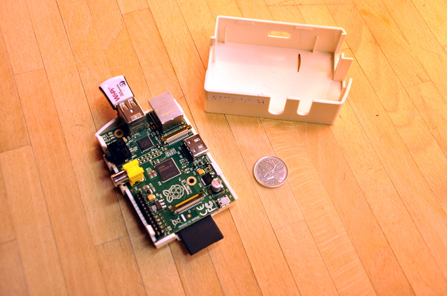 The Raspberry Pi computer, engineered by a British educational charity, doesn't have a hard drive. Instead it runs on a memory stick and has USB and Ethernet ports. (PHOTO BY THOMAS ROHNER)