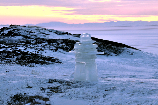 When it comes to inuksuit, this one's pretty cool. This icy signpost was spotted on a residential property behind Aqsarniit Middle School in the Tundra Valley area of Iqaluit. And there's no chance this inuksuk will melt any time soon. Environment Canada forecasts sunny skies and -25 C to -29 C temperatures for the next while in south Baffin. But the days are getting longer in Nunavut's capital. We've got six hours between sunrise and sunset now. (PHOTO BY THOMAS ROHNER)