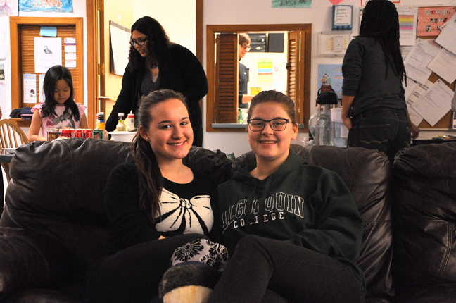 Teresa Qiatsuq, right, and Rachel Michael participate in the Youth Speak Out advocacy training in Iqaluit Dec. 30. The two-day workshop helped youth who grew up in government care advocate for changes to the child welfare system. (PHOTO BY THOMAS ROHNER)