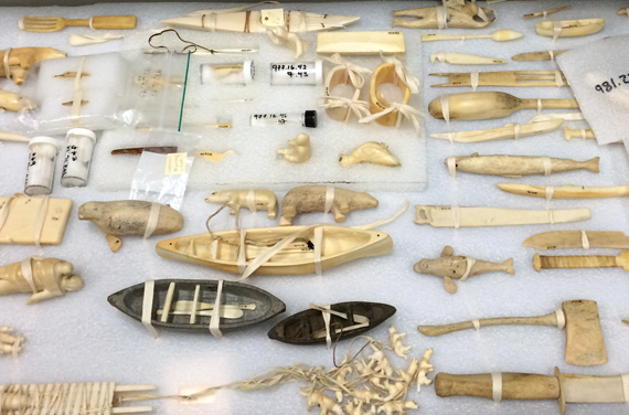 Here are a just a few of the nearly 8,000 Nunavut artifacts now en route from Yellowknife’s Prince of Wales Northern Heritage Centre to their new home at the Winnipeg Art Gallery. The artifacts are moving under a loan agreement with the Government of Nunavut and the WAG, which currently holds the largest public collection of Inuit art in the world. Read more about the transfer later at NunatsiaqOnline.ca. (PHOTO COURTESY OF WAG)