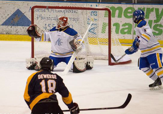 Hockey teams face off during the 2014 AWG in Fairbanks, Alaska. (AWG PHOTO)