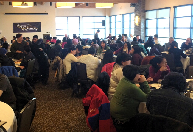 Dozens of Nunavut interpreters and translators gather for a conference in Iqaluit in mid-February. The group drafted 11 recommendations to the Nunavut government's language authority, Inuit Uqausinginnik Taiguusiliuqtiit, in the hopes of standardizing language, training and compensation, among other things. (FILE PHOTO)