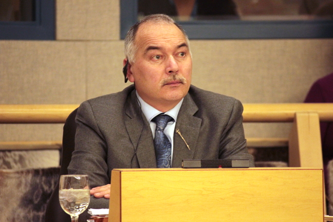 Joe Savikataaq, minister of community and government services, says a series of challenges have delayed government efforts to upgrade Nunavut's fuel tanks to new Environment Canada standards. But he said his department is making progress and by this fall, fuel tanks in five communities will be completed. (PHOTO BY LISA GREGOIRE)