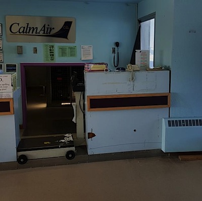 There's just an empty space now where the ATM stood at the Arviat airport, although the NWC says it will replace the stolen machine. (SUBMITTED PHOTO)