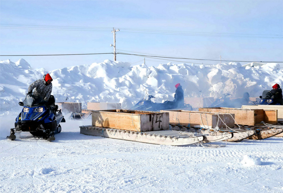 Canadian Rangers in Resolute Bay do general maintenance on qamutiks before heading out on patrol April 1 during Operation Nunalivut. This year’s operation, based in and around Resolute Bay and Alert, involves more than 230 Canadian Armed Forces from across the country. That includes divers from the Royal Canadian Navy’s Atlantic unit, who’ll conduct ice dives near Alert. The operation runs until April 22. (PHOTO BY BELINDA GROVES)