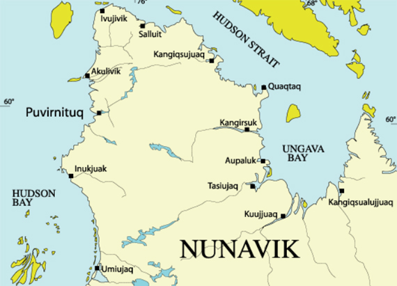 Ivakkak racers should reach Aupaluk by the end of the day April 5, before carrying on down Nunavik's Ungava Bay towards Tasiujaq and then on the race's finish line in Kuujjuaq. (IMAGE COURTESY OF MAKIVIK CORP)