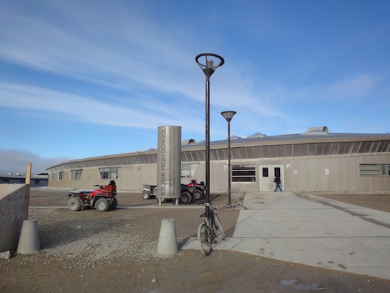 Kiilinik High School, shown here, was in a brief lock-down during the afternoon of May 25 as police dealt with a distraught teenager and reports of a gun-toting man near the school. (FILE PHOTO)