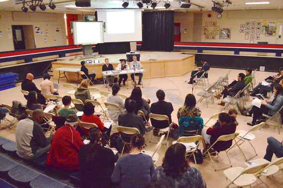 GN officials meet with Iqalungmiut earlier this month to talk about the proposed amendments to the Education Act. (PHOTO BY STEVE DUCHARME)
