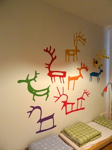 Saami designs and reindeer antlers decorate the Máttabiegga Giellabeassi language nest's nap room. (PHOTO BY JANE GEORGE)