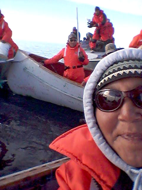 Lucy Kublu-Qattalik on Aug. 20, after Igloolik's successful bowhead whale hunt. (PHOTO COURTESY OF LUCY KUBLU-QATTALIK)