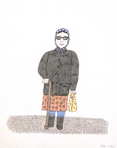 Annie Pootoogook's A Portrait of Pitseolak is on display at a at MoCNA this year as part of the exhibition Akunnittinni. (IMAGE COURTESY OF MoCNA)