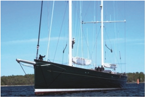 A photo of the Hetairos sailing yacht contained in the project application submitted to the Nunavut Impact Review Board.