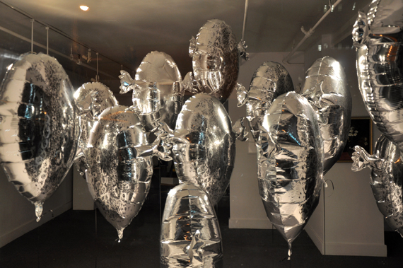 Couzyn van Heuvelen’s piece Avataq, a re-make of the traditional sealskin float, this time in foil. (PHOTO BY SARAH ROGERS)