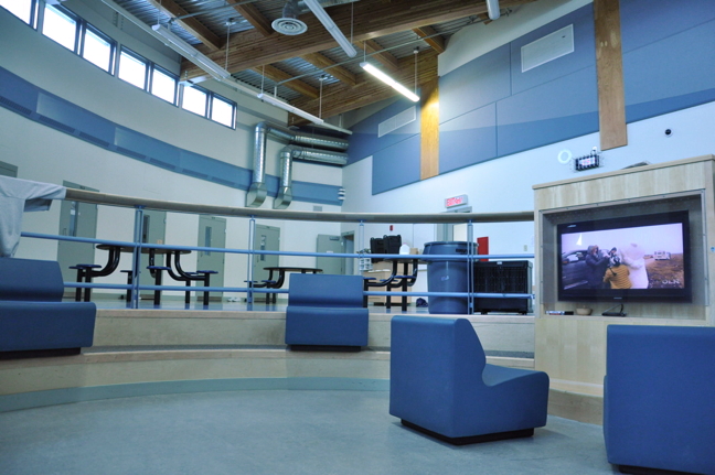 A common room in the Rankin Inlet jail's main area which contains 32 of 48 beds.