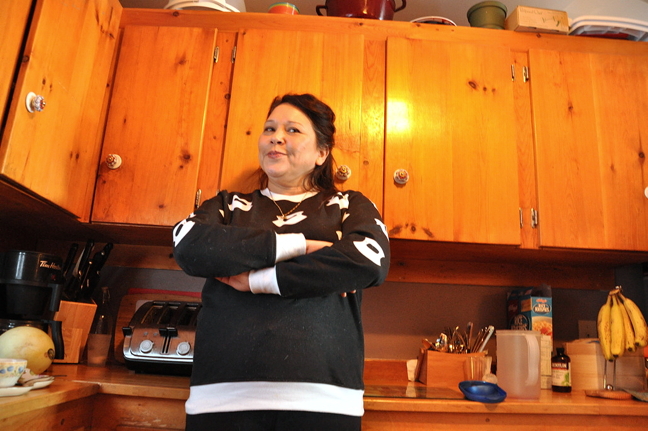 Sheila Lumsden describes her path to being named one of the final 24 contestants on Season Four of MasterChef Canada from her Iqaluit home Feb. 10. Lumsden, an accomplished amateur cook, wouldn't reveal the outcome of the show's finale, filmed in Fall 2016 and scheduled to start airing in early March. Read more about her experience later, on Nunatsiaqonline.ca. (PHOTO BY THOMAS ROHNER)
