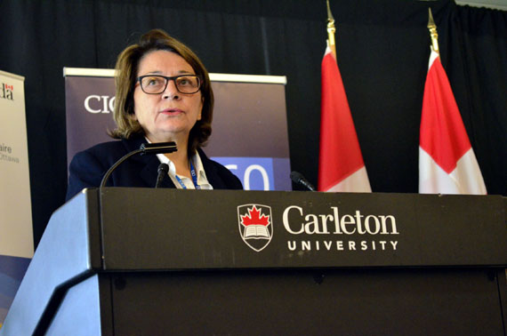 Mary Simon, INAC minister Carolyn Bennett's special representative, speaking in Ottawa last September. She will likely deliver a second report to Bennett by the end of March. (FILE PHOTO)