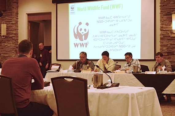 WWF-Canada’s senior specialist for Arctic species and ecosystems, Brandon Laforest, at the Nunavut Planning Commission's public hearing in Iqaluit March 24. (PHOTO BY STEVE DUCHARME)
