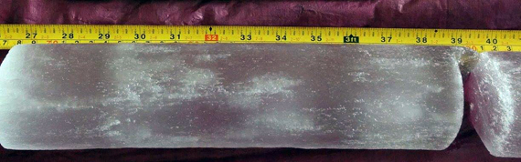 A polished ice core taken from Wakeham Bay at Kangiqsujuaq last winter. A Quebec City researcher is analyzing the ice for salinity levels. (PHOTO COURTESY OF KRG) 