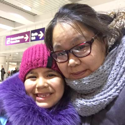 Manu Qaunnaaluk and her daughter Deseray. 6, had a frightening encounter with a polar bear while walking home in Ivujivik earlier this month. (PHOTO COURTESY OF M. QAUNNAALUK)