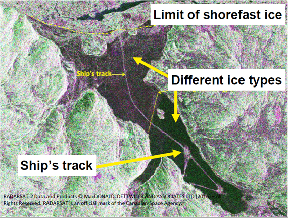 A radar image shows the ice in Deception Bay on March 31, 2016. (IMAGE COURTESY OF KRG)