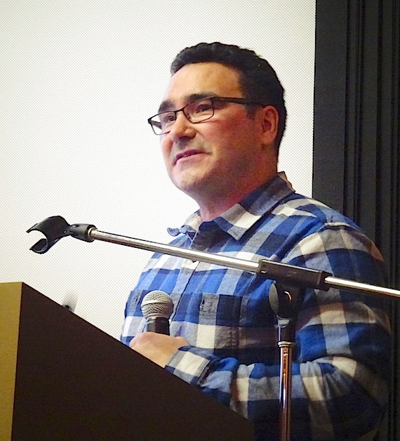 Speaking April 5 at the Nunavut Mining Symposium in Iqaluit, Patrick Tagoona, president of Nunavut Investments Ltd., a management and holding company, says mining has increased the middle class in his home community of Baker Lake.  (PHOTO BY JANE GEORGE)