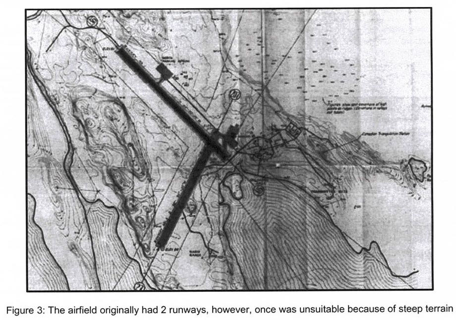 This old map illustrates the two runways that comprised the original version of the Iqaluit airport.