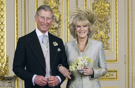 The Clarence House official photo of Charles, the Prince of Wales, and his new bride Camilla, the Duchess of Cornwall, on their wedding day in 2005.