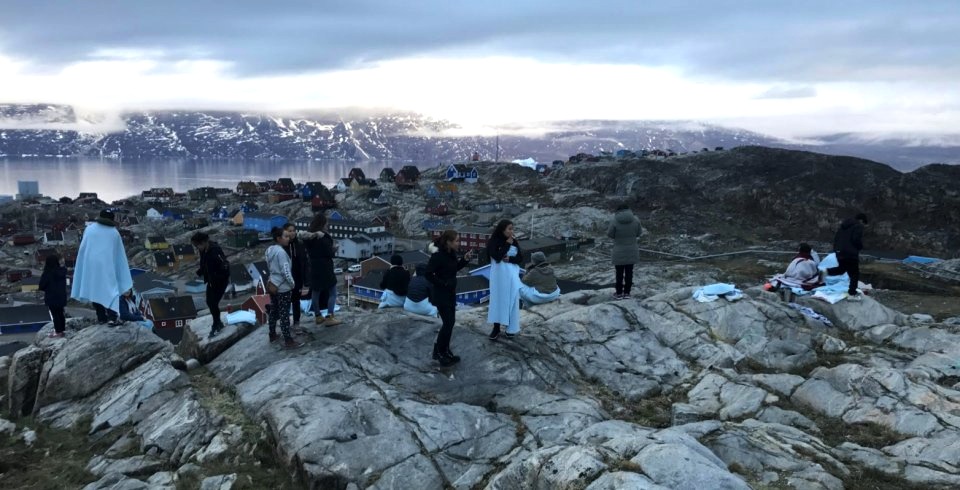 In Uummannaq, Greenland, people head up to mountains above the community of about 1,200 people for safety after a tsunami warning during the night of June 18. (PHOTO BY I. HEGELUND/ SERMITSIAQ.AG)