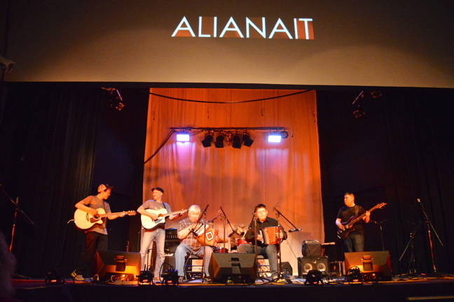 Accordion legend Simeonie Keenainak, with his grandson Ben Qaqqasiq, perform at the 2016 Alianait Arts Festival July 30 in Iqaluit. Details of this year's festival, which runs from June 30 to July 3, can be found on the www.alianait.ca website. (PHOTO BY STEVE DUCHARME)